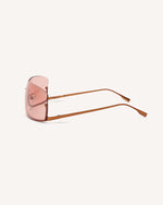 side view of shield frame. The metal bridge is on the bottom of the continuous lens, thus its name, reverse. Copper lens and metal