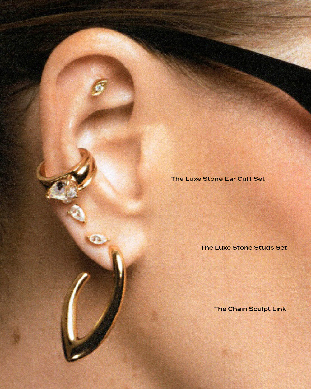 The Luxe Stone Ear Cuff Set