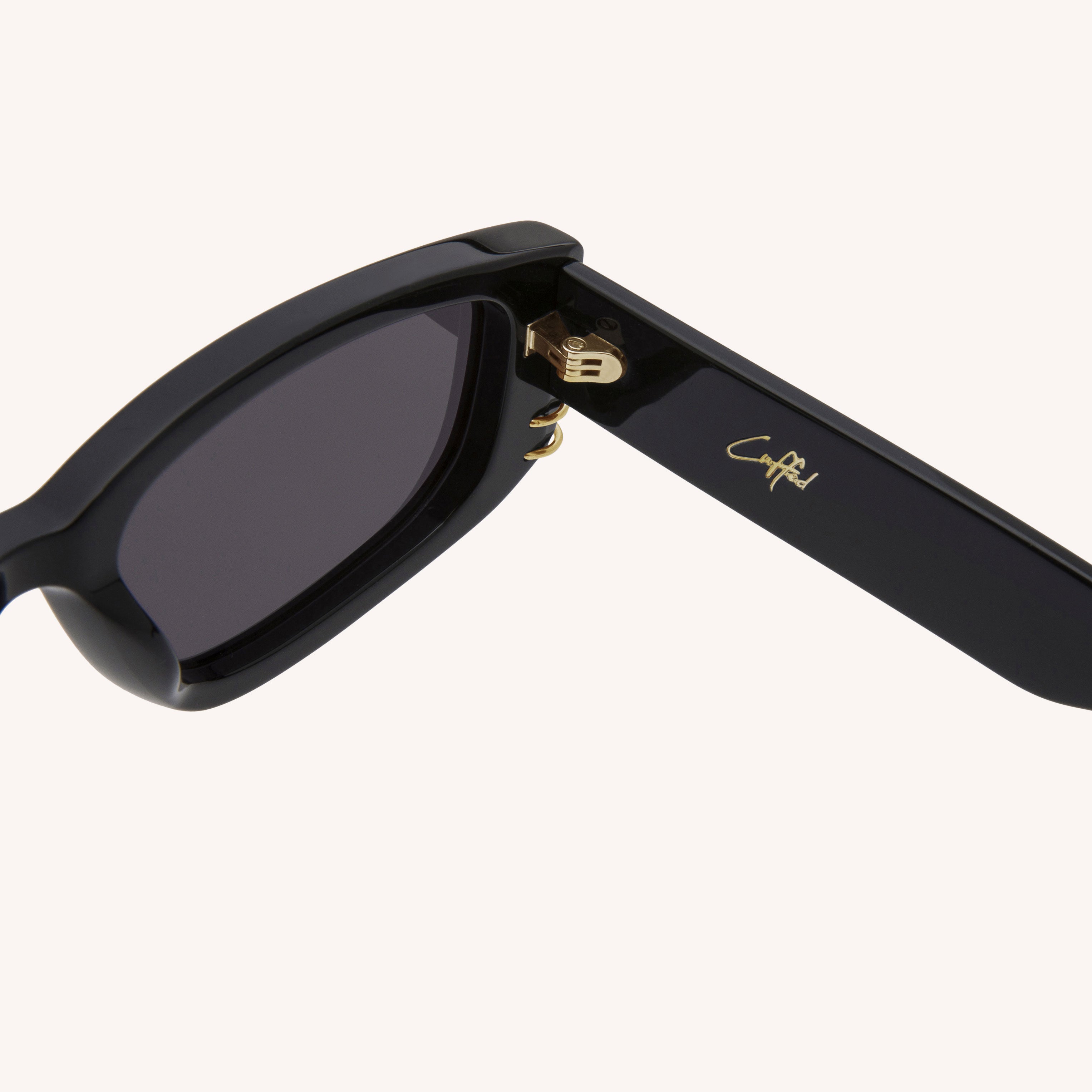 Dezi Cuffed 53mm Square Sunglasses in Black /Gold Midnight Smoke